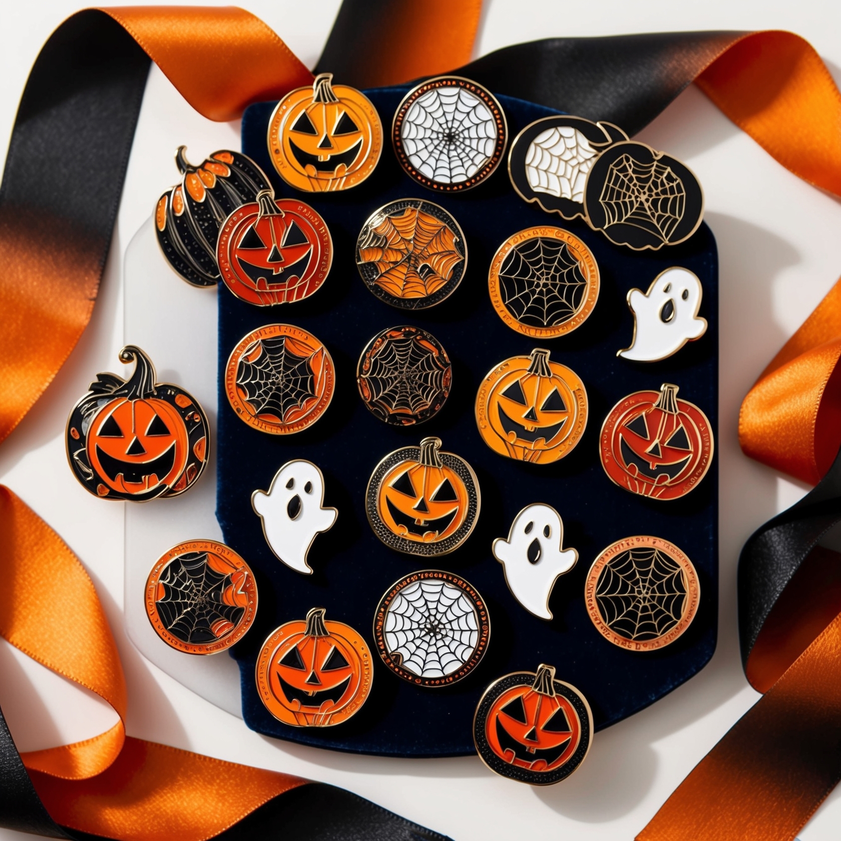 Halloween-themed lapel pins